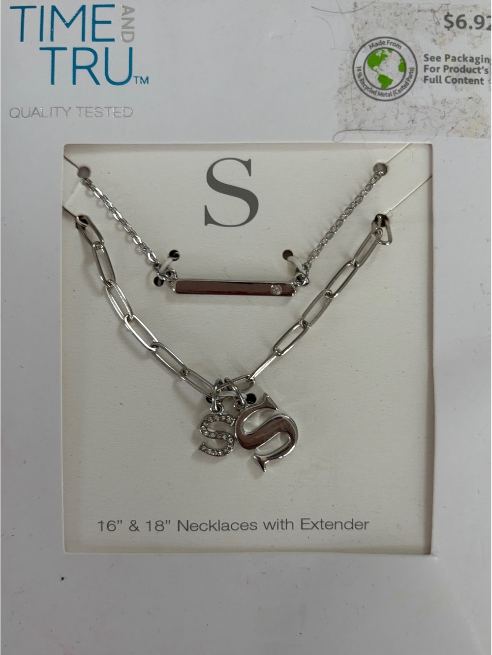 NWT set of 2 silver S monogram necklaces